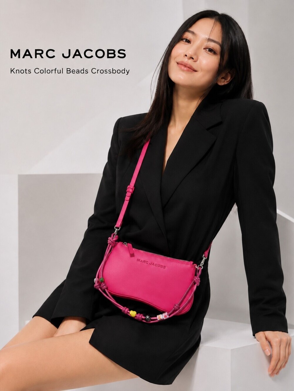 NWT Authentic MARC JACOBS Y2K Knots Colorful Beads Crossbody Bag Pink Leather - Picture 2 of 11